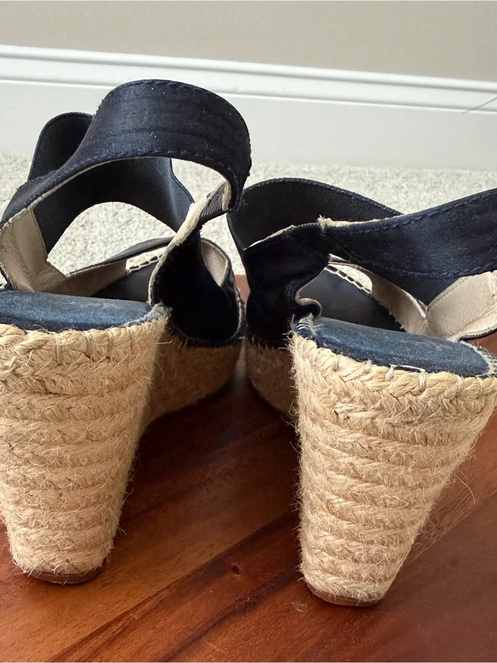 Slingback Navy Espadrille Wedge Sandals